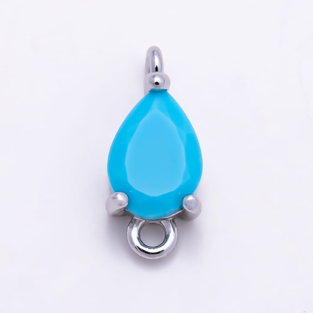 16K Gold Filled 12mm Turquoise Teardrop CZ Blue Connector Link | Connectors-00052 - Connectors-00053