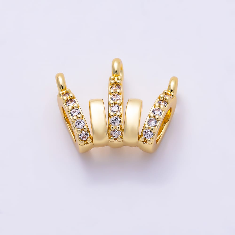 16K Gold Filled 15mm Micro Paved CZ Crown Link Connector | Connectors-00054