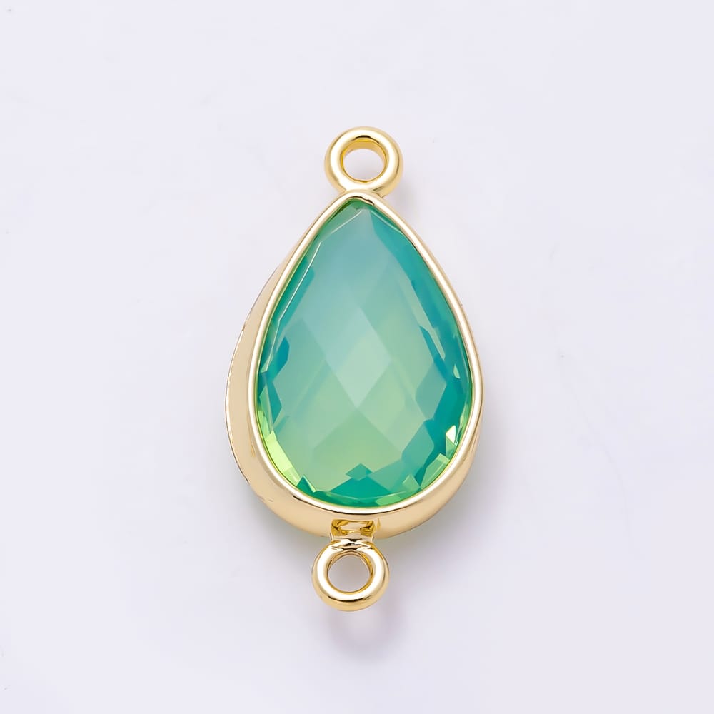 16K Gold Filled 18mm Multifaceted Teardrop Crystal Birthstone Connector | Connectors-00057 ~ Connectors-00068