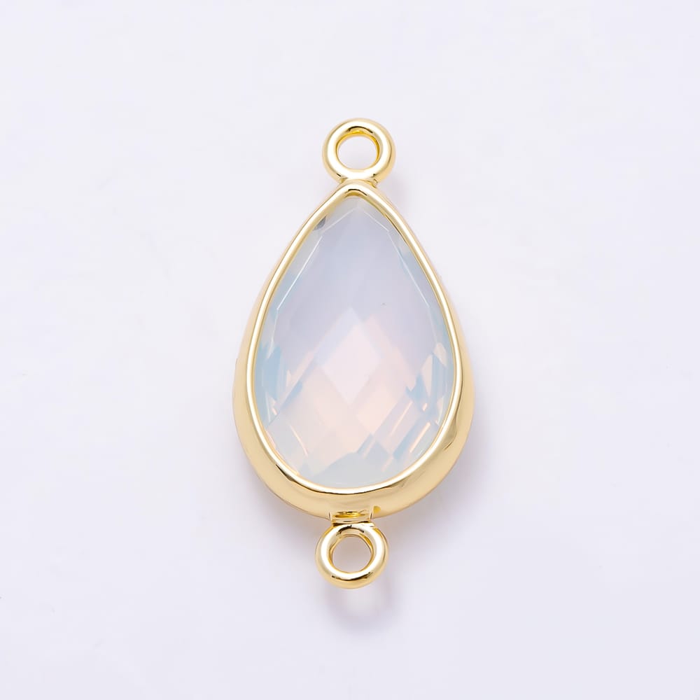16K Gold Filled 18mm Multifaceted Teardrop Crystal Birthstone Connector | Connectors-00057 ~ Connectors-00068
