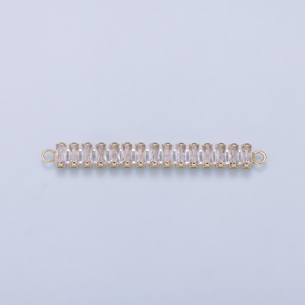 16K Gold Filled Clear CZ Baguette Connector | Connectors-00077