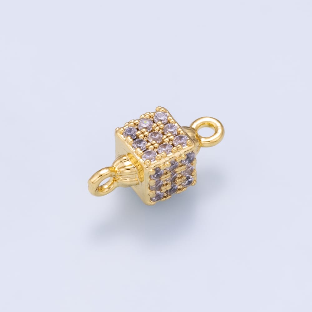 16K Gold Filled 14mm Micro Paved CZ Box Connector | Connectors-00078