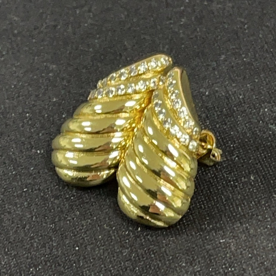 16K Gold Filled Micro Paved CZ Croissant Teardrop Stud Earrings