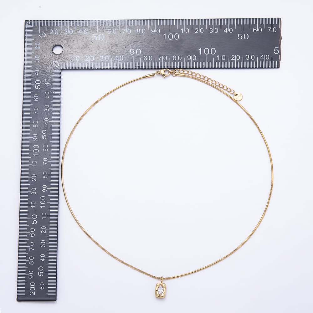 Stainless Steel 15mm Clear Marquise CZ Molten Snake Chain 18 Inch Necklace in Gold & Silver | WA-00164 WA-00165