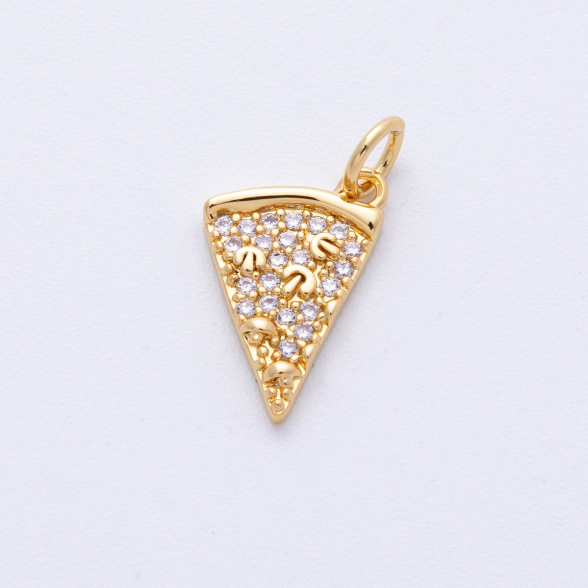14K Gold Filled 14.5mm Micro Paved CZ Mushroom Pizza Slice Food Charm | Charms-100020