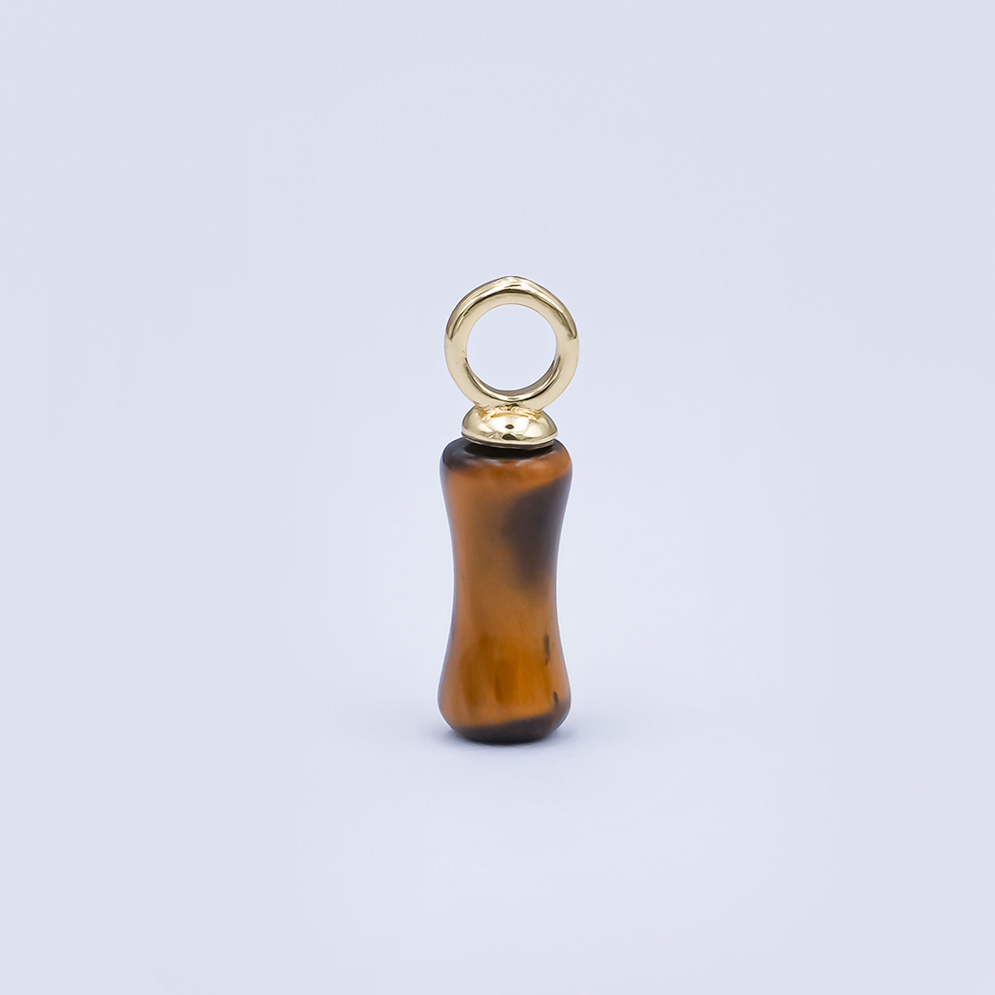 24K Gold Filled 18mm Natural Gemstone Pill Drop Charm in Carnelian, Amethyst, & Quartz | D-032 D-042 D-048
