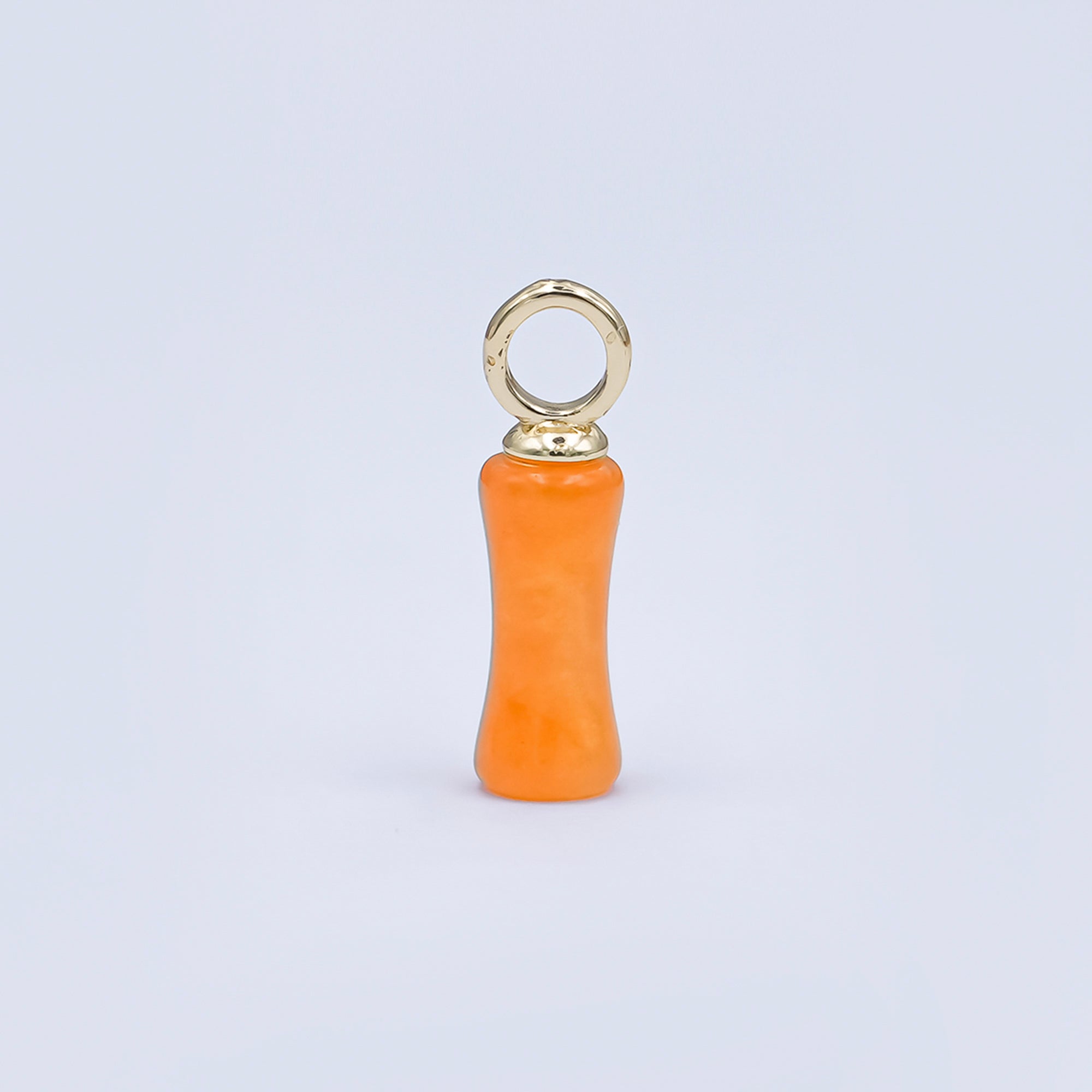 24K Gold Filled 18mm Natural Gemstone Pill Drop Charm in Carnelian, Amethyst, & Quartz | D-032 D-042 D-048