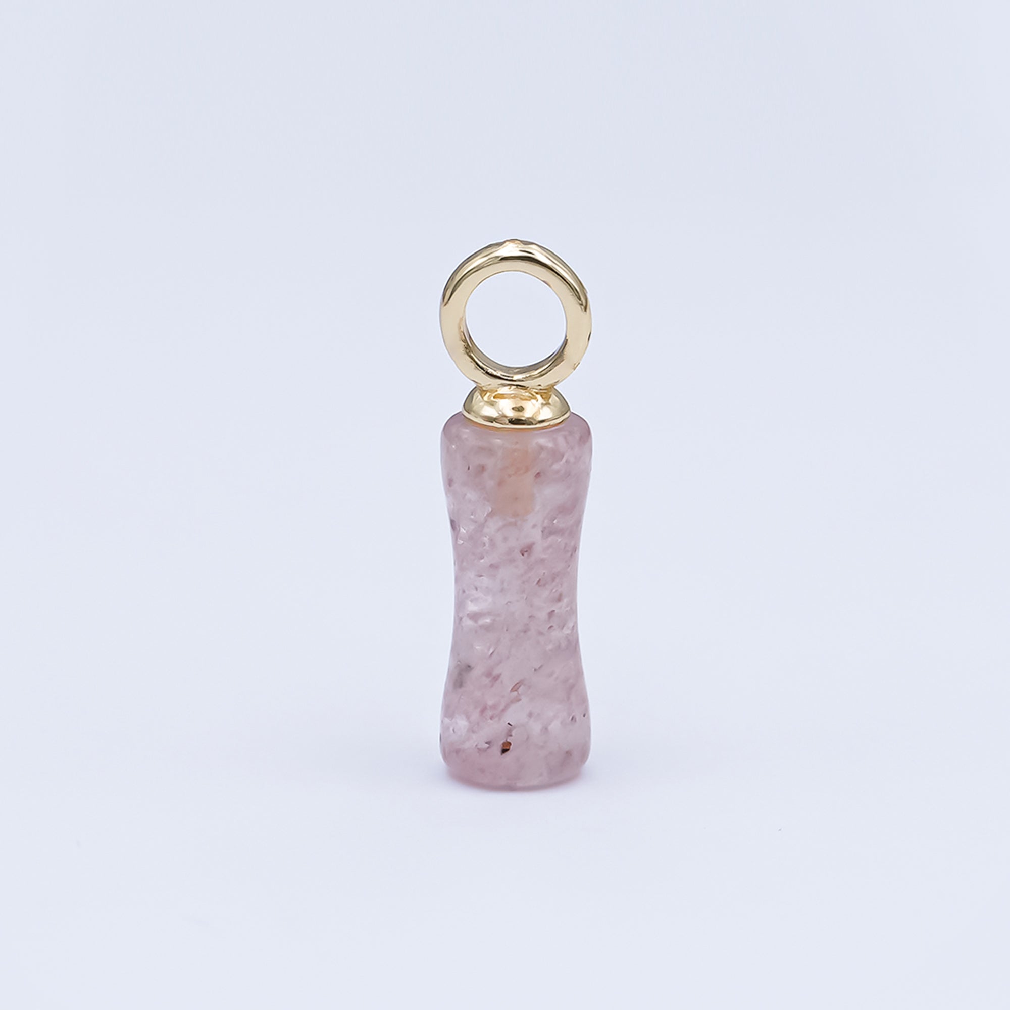 24K Gold Filled 18mm Natural Gemstone Pill Drop Charm in Carnelian, Amethyst, & Quartz | D-032 D-042 D-048