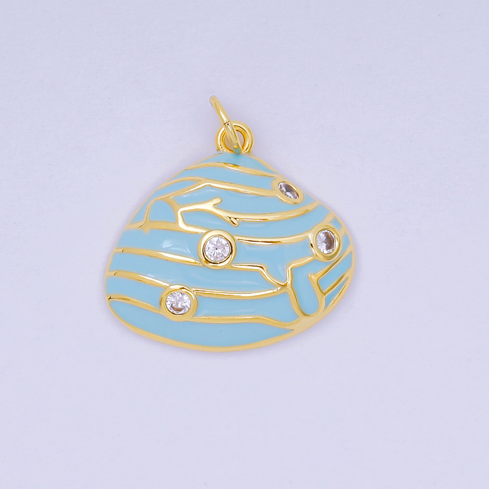 24K Gold Filled 18mm Round CZ Enamel Art Ocean Rock Coral Charm in Red, Pink, & Green | D-166 D-126 D-240