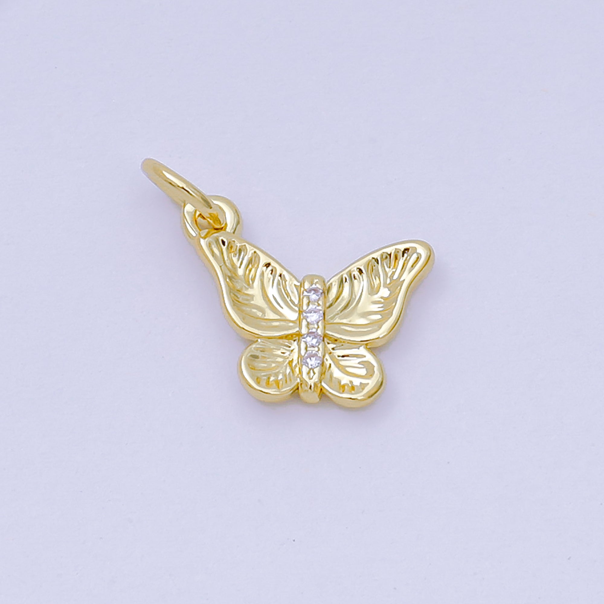24K Gold Filled 11mm Micro Paved CZ Aponi Butterfly Animal Charm | D-250