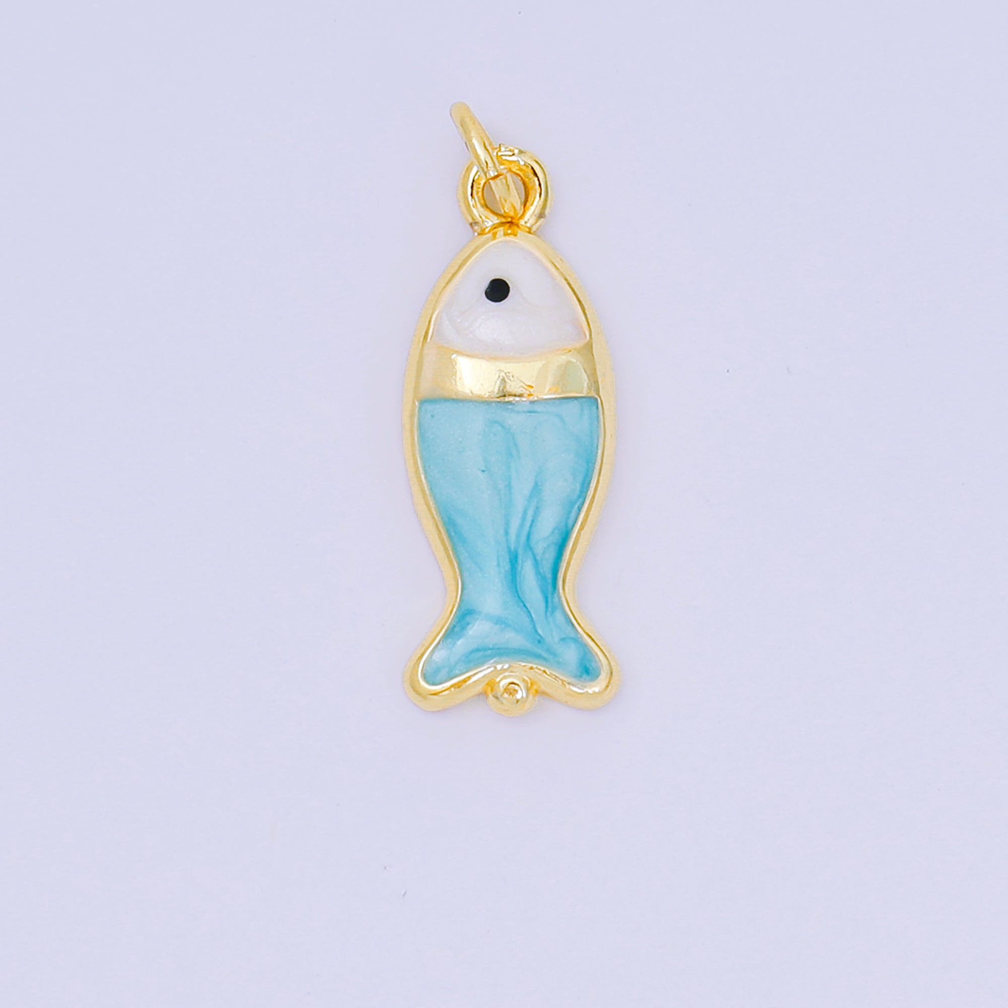 24K Gold Filled 22mm Enamel Art Pastel Tiny Sea Fish Animal Charm | D-367 D-369