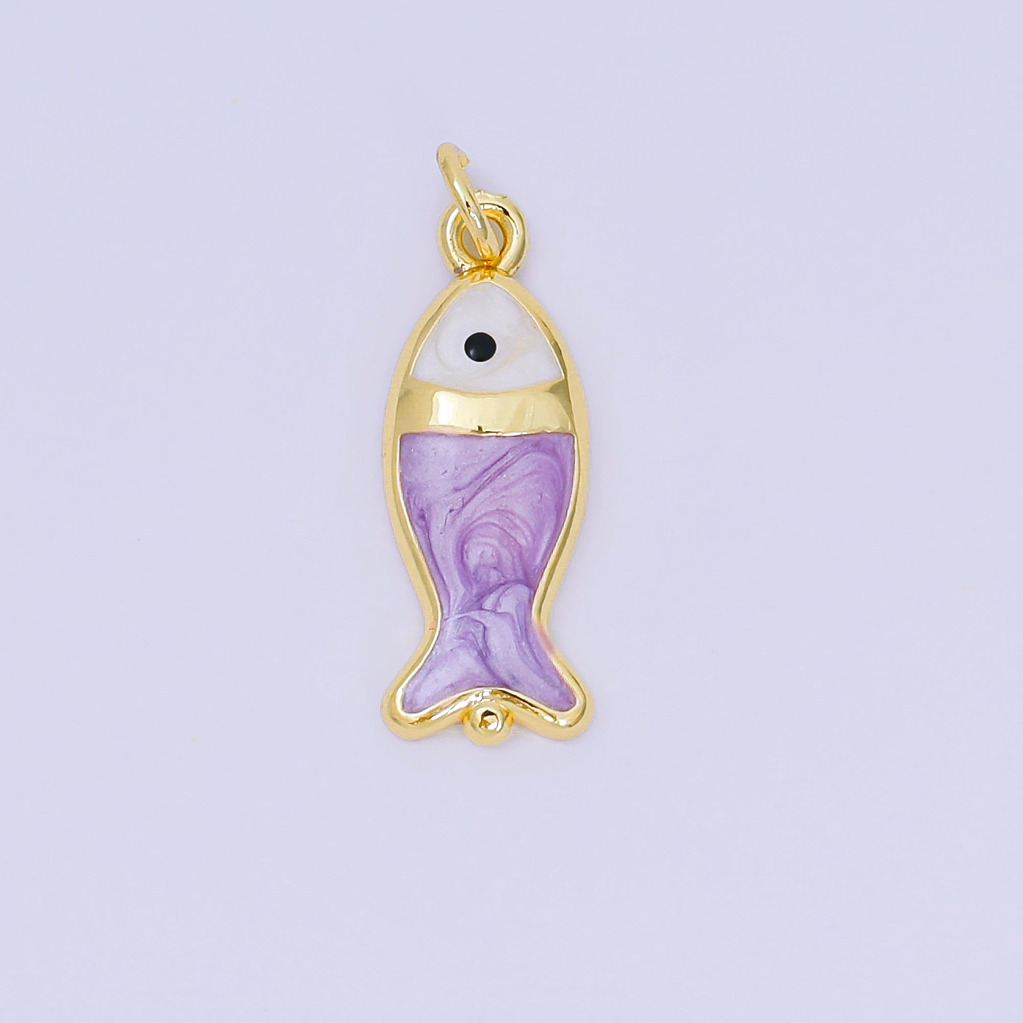 24K Gold Filled 22mm Enamel Art Pastel Tiny Sea Fish Animal Charm | D-367 D-369