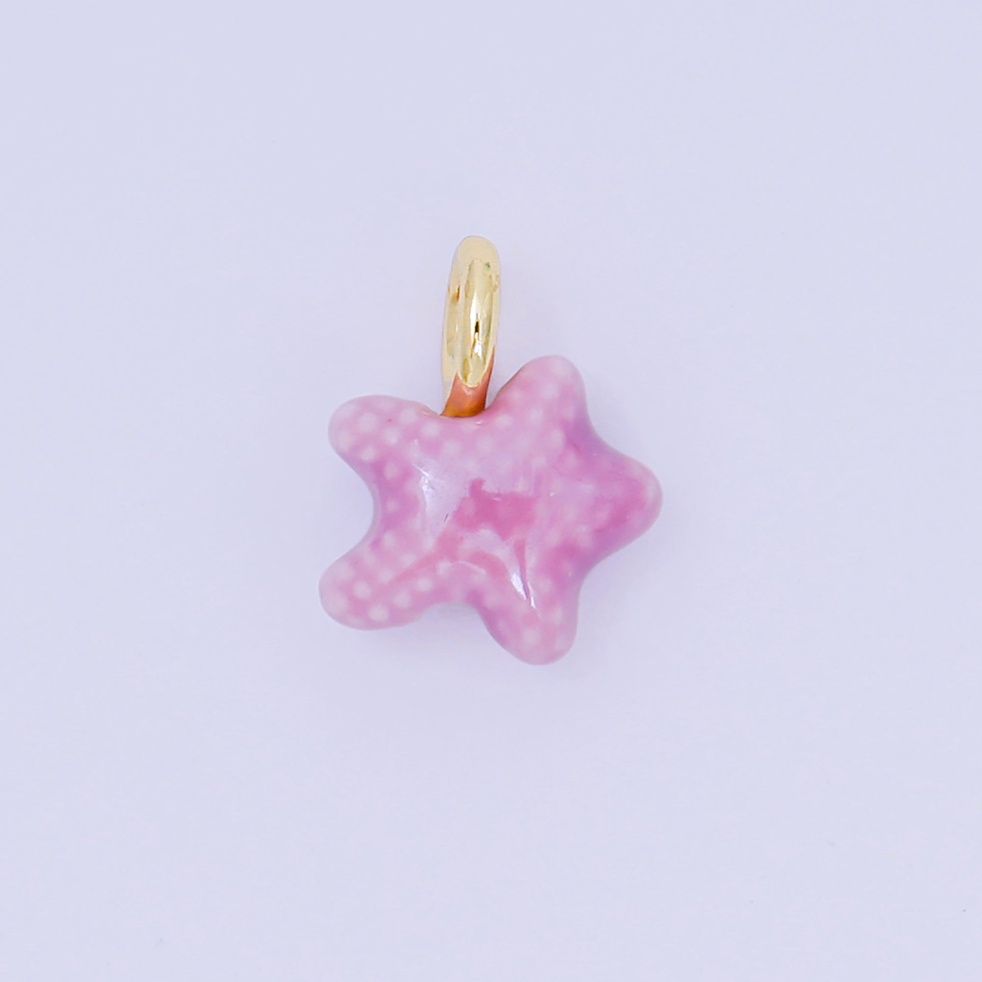 24K Gold Filled 15mm Ceramic Art Pastel Polkadot Star Charm in Blue, Green, & Purple | D-481 D-512
