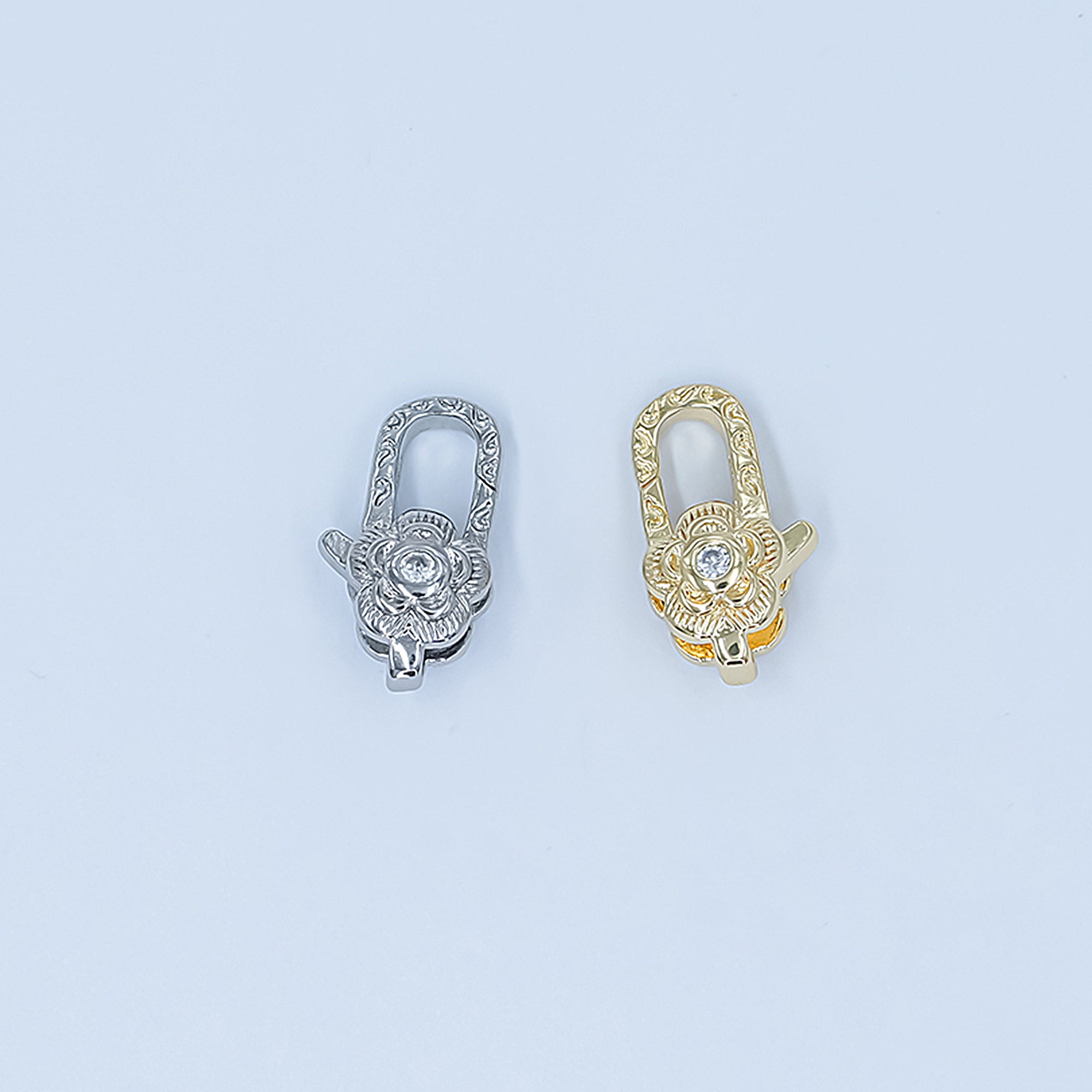 24K Gold Filled Rose Flower CZ Lobster Clasps Finding in Gold & Silver | Z1141