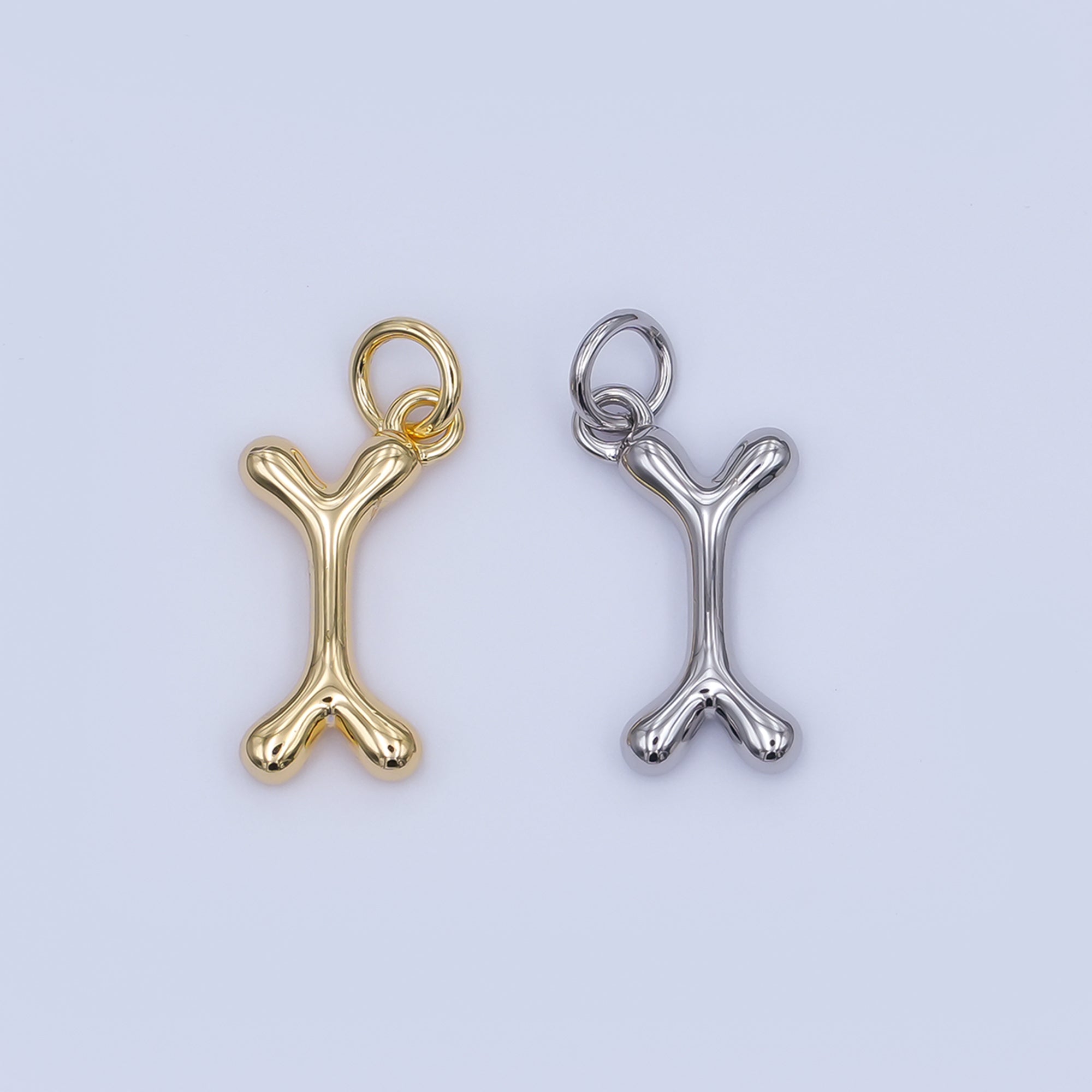 24K Gold Filled Dog Bone Multidimensional 3D Charm in Gold & Silver | AF475