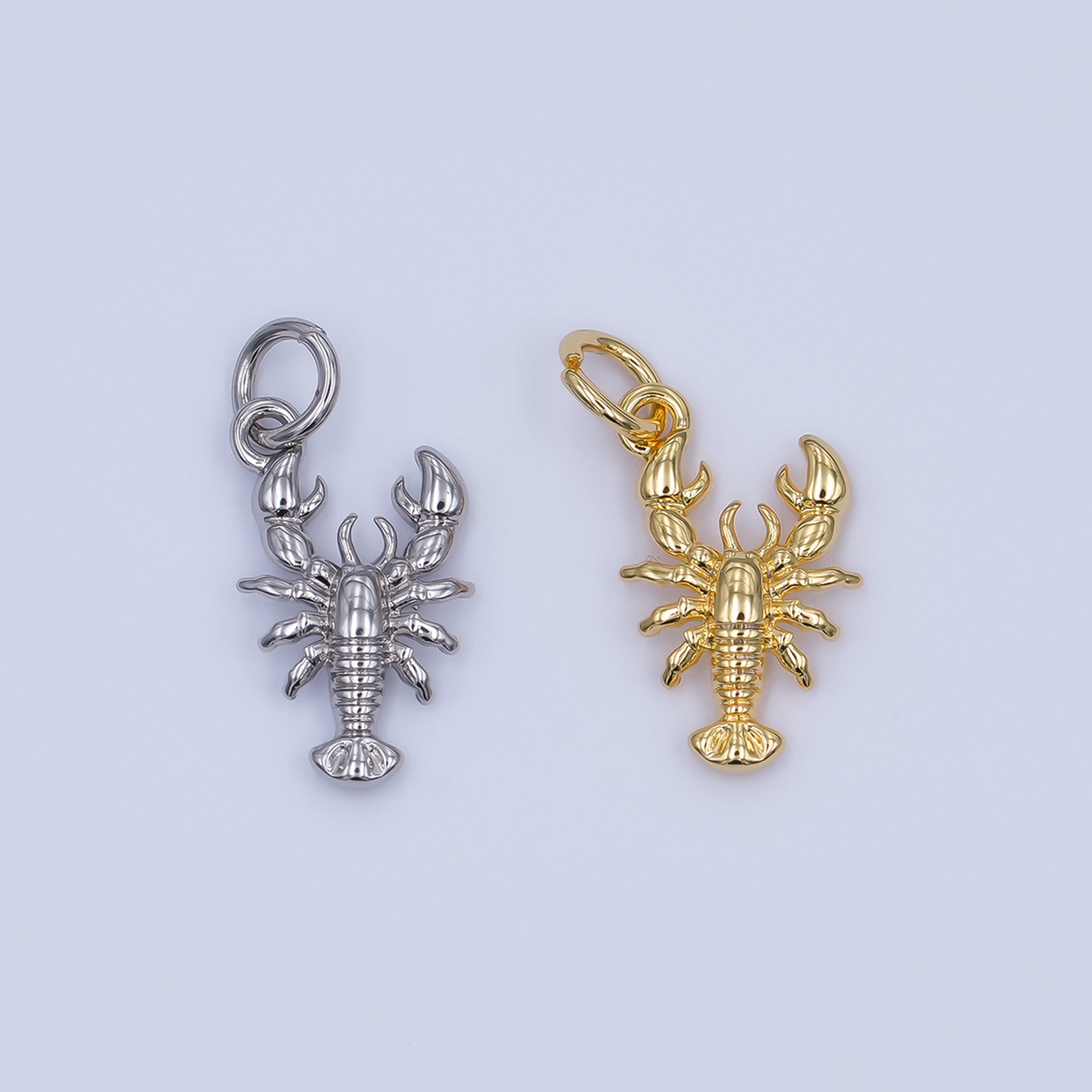 24K Gold Filled Lobster Multidimensional 3D Charm in Gold & Silver | AF476
