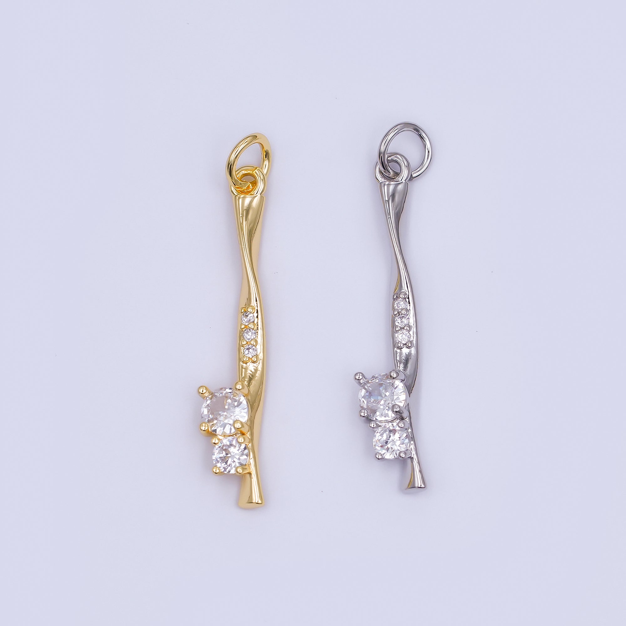 24K Gold Filled Micro Paved CZ Molten Drip Charm in Gold & Silver | AF469