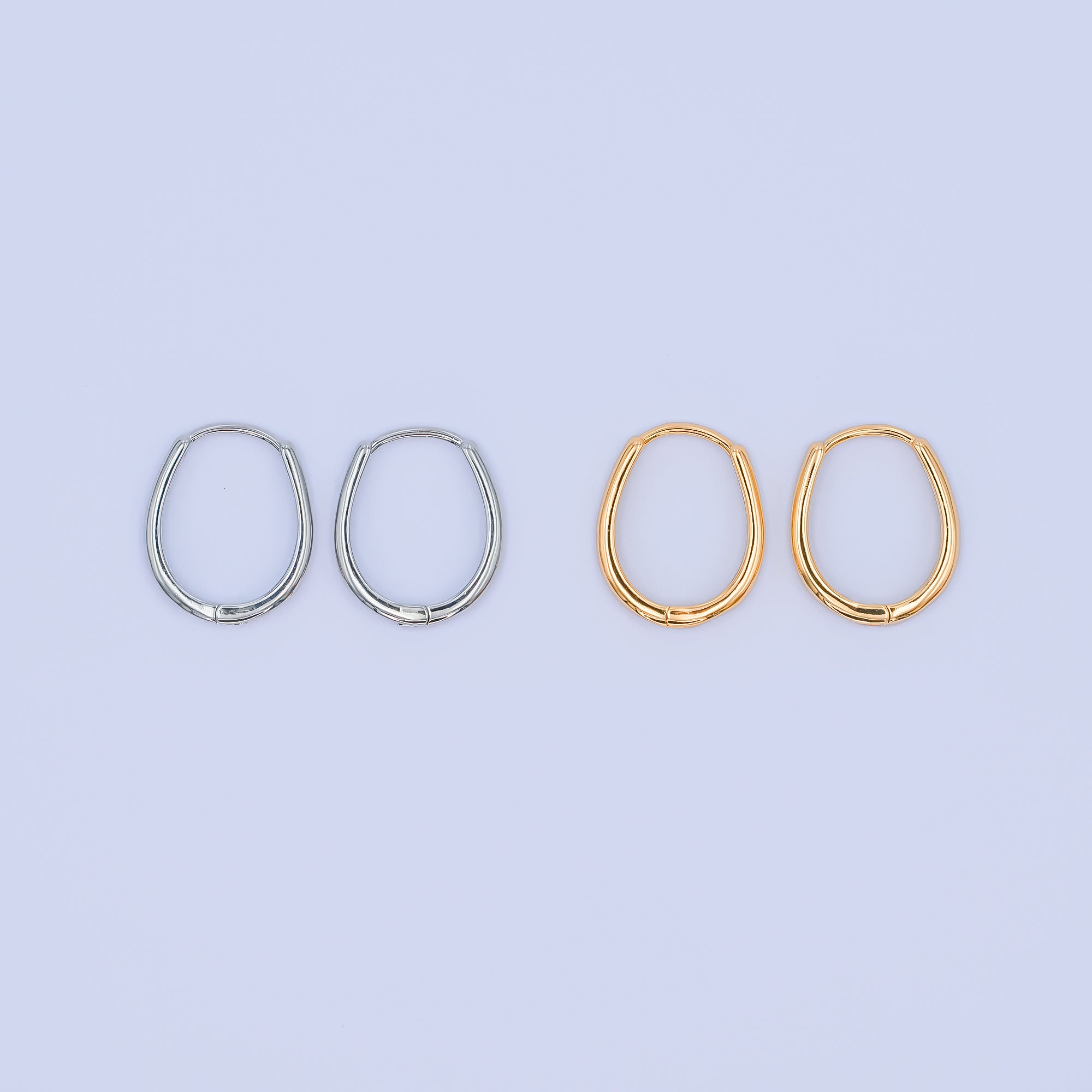 24K Gold Filled Minimalist Thin U Shaped Huggie Hoops Earrings P-305
