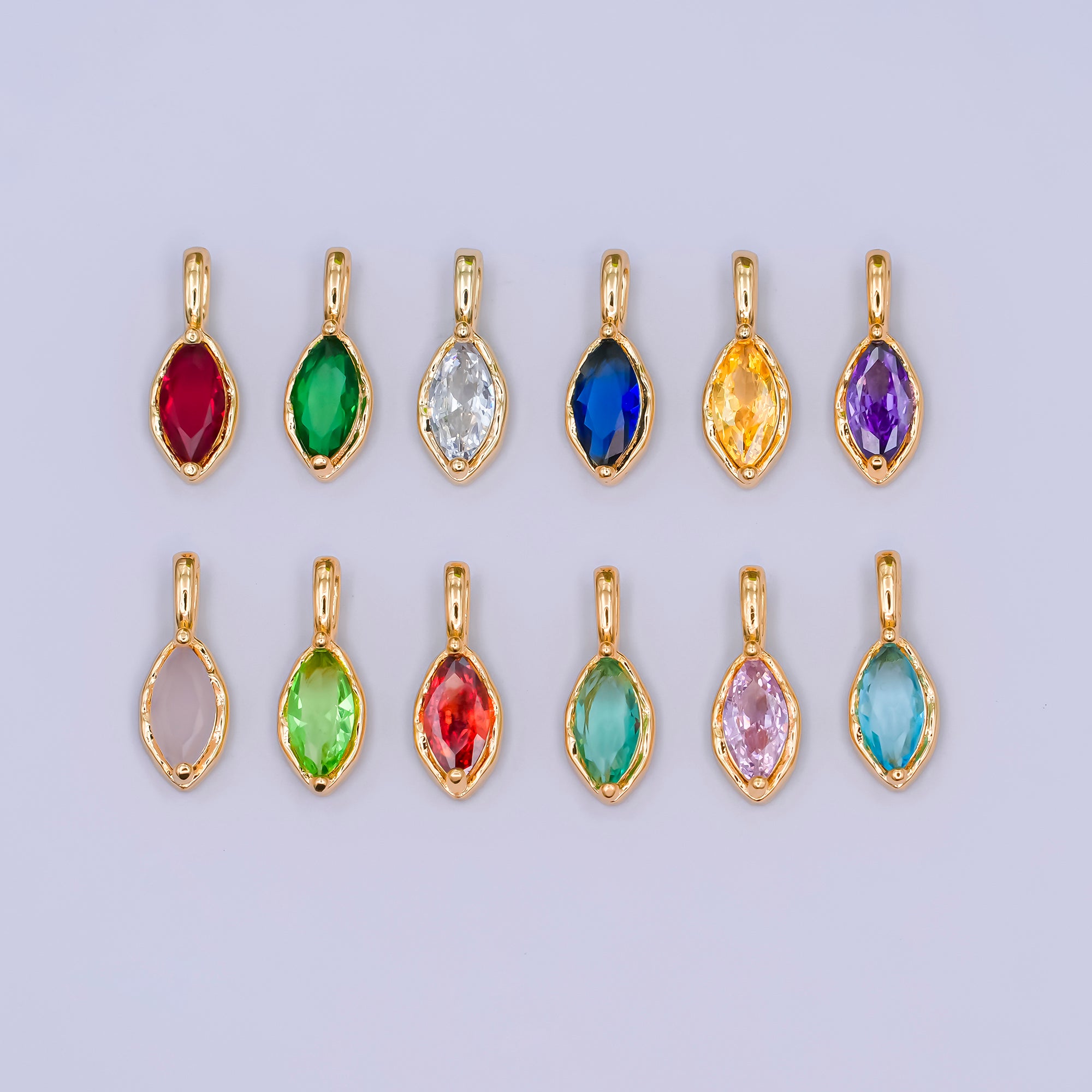 24K Gold Filled Marquise CZ Molten Bezel Pendant | AA1472 - AA1477