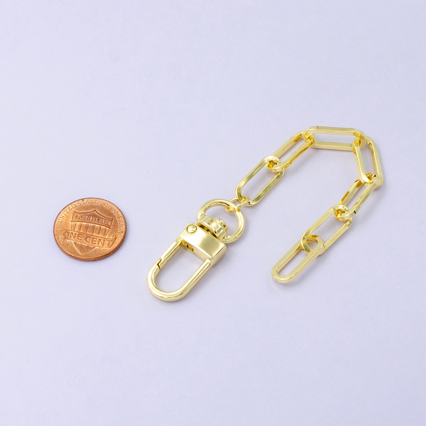 24K Gold Filled Paperclip Chain Link Bag Purse Charm Swivel Keychain Finding | WA-2756