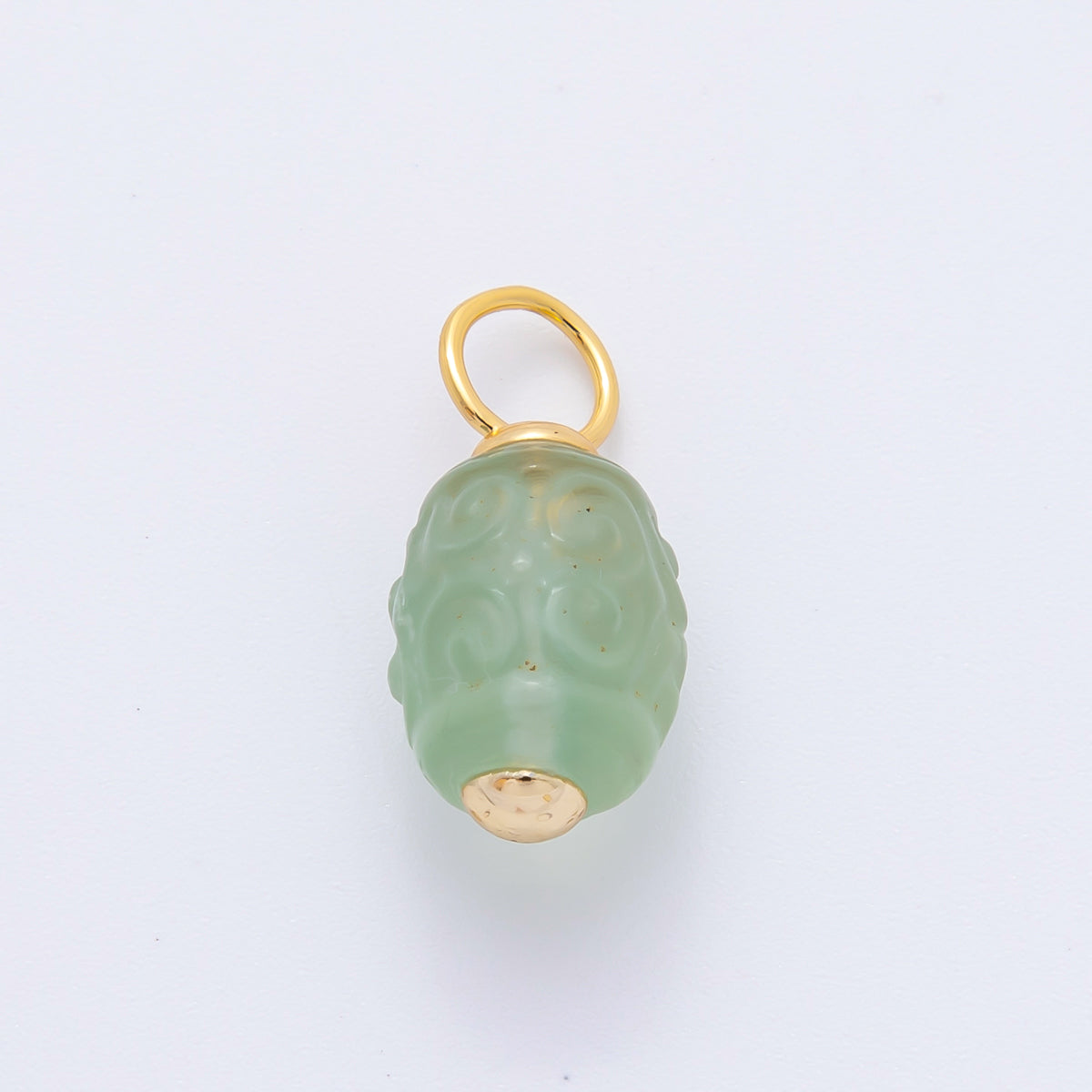 18K Gold Filled 20mm Natural Gemstone Fluorite Textured Barrel Tube Bail Charm | E042 E068