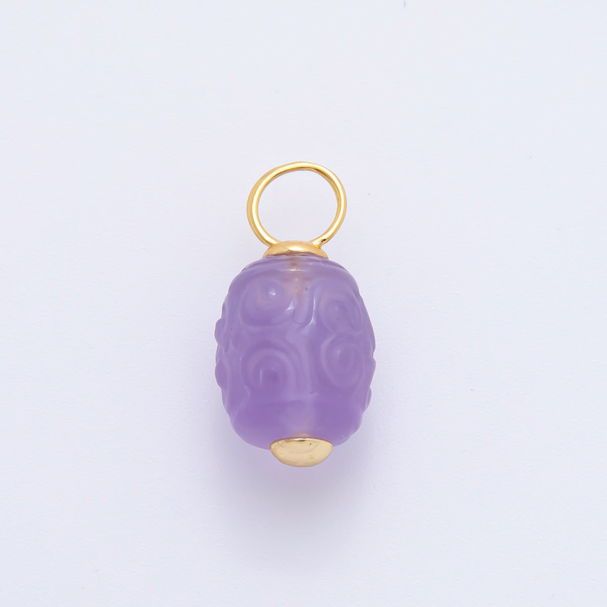 18K Gold Filled 20mm Natural Gemstone Fluorite Textured Barrel Tube Bail Charm | E042 E068