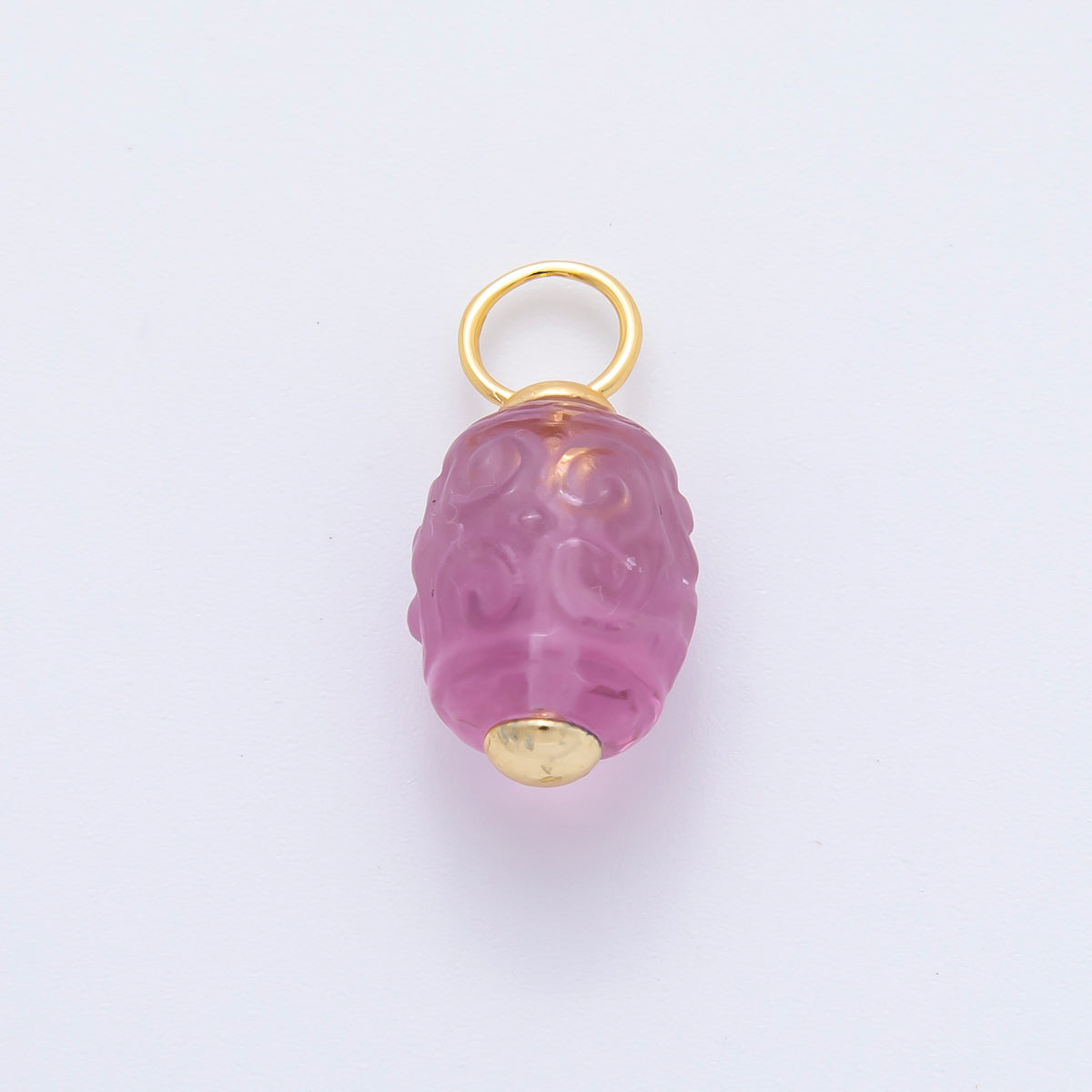 18K Gold Filled 20mm Natural Gemstone Fluorite Textured Barrel Tube Bail Charm | E042 E068