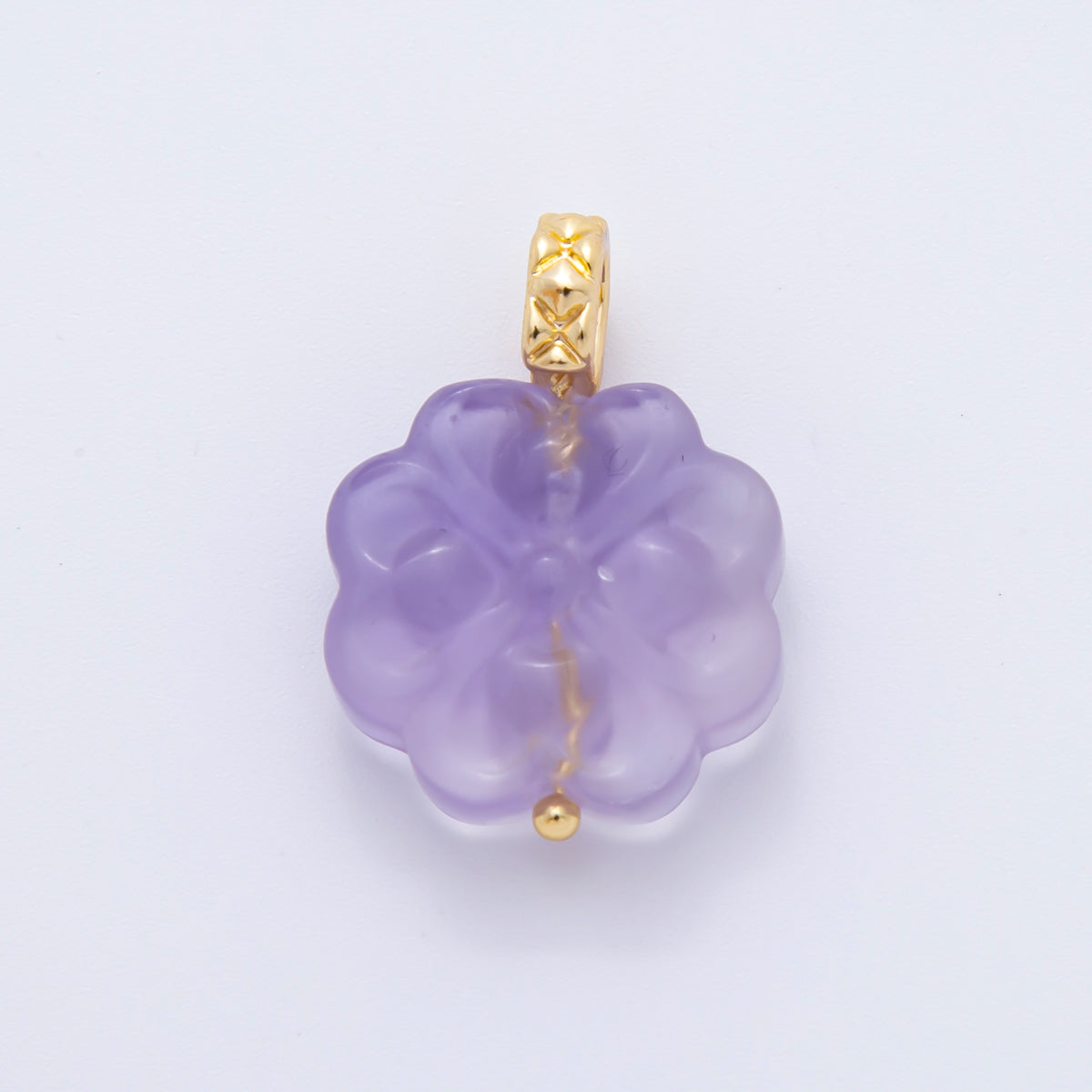 18K Gold Filled 25.5mm Natural Gemstone Fluorite Flower Ornament Charm | E071 E161