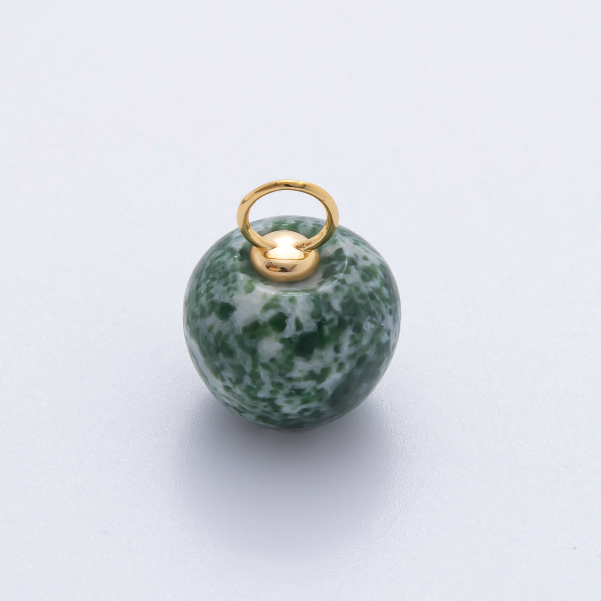 18K Gold Filled 17.5mm Fluorite, Aventurine, & Jade Gemstone Round Ball Charm | E178 E219 E223 E250