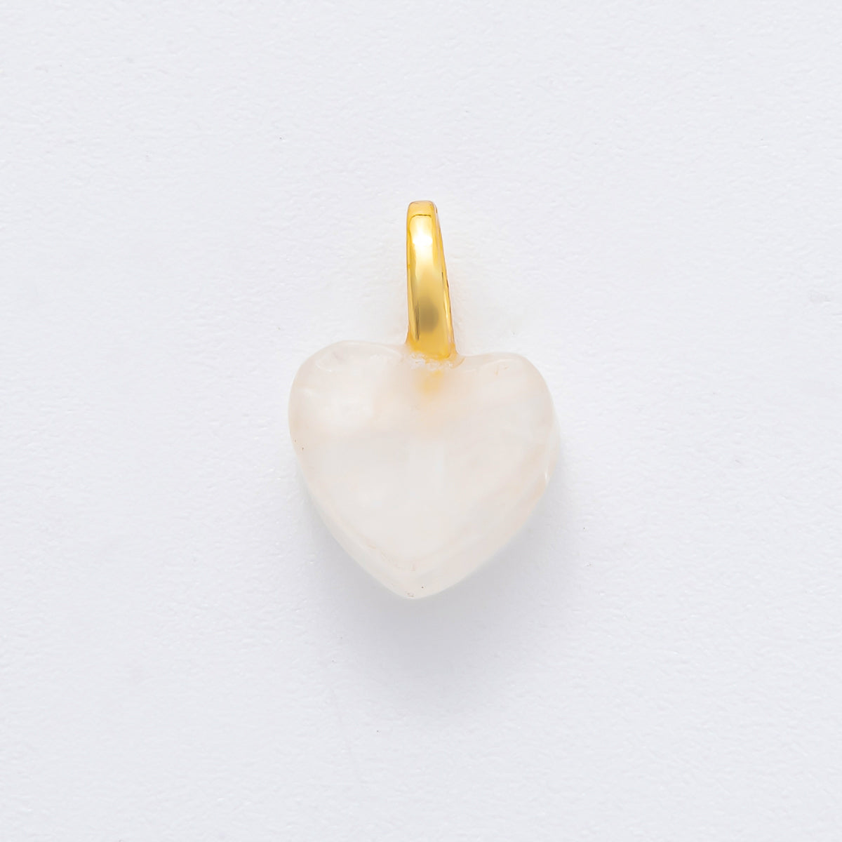 18K Gold Filled 16mm Quartz, Ruffle, & Carnelian Gemstone Dainty Heart-Shaped Charm | E433 E449