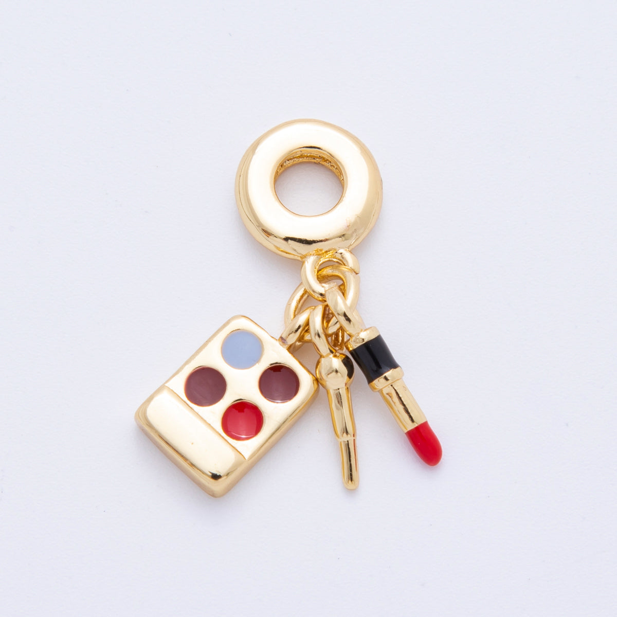 18K Gold Filled Enamel Make Up Cosmetic Rondelle Drop Charm | E678