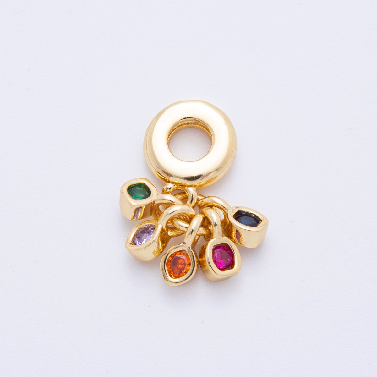 18K Gold Filled Multicolor Mix Shape CZ Rondelle Drop Charm Pendant | E714