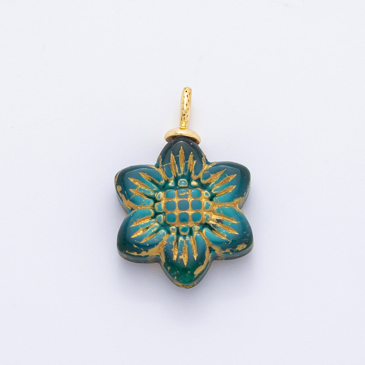18K Gold Filled Gold Lined Flower Acrylic Drop Charm | E746 - E761