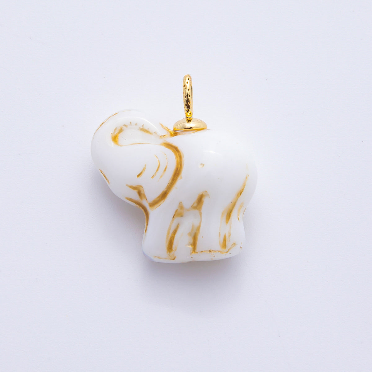 18K Gold Filled Light Green, White, Blue, Red, Dark Green, Orange Elephant Animal Ceramic Charm Pendant | E777 - E849