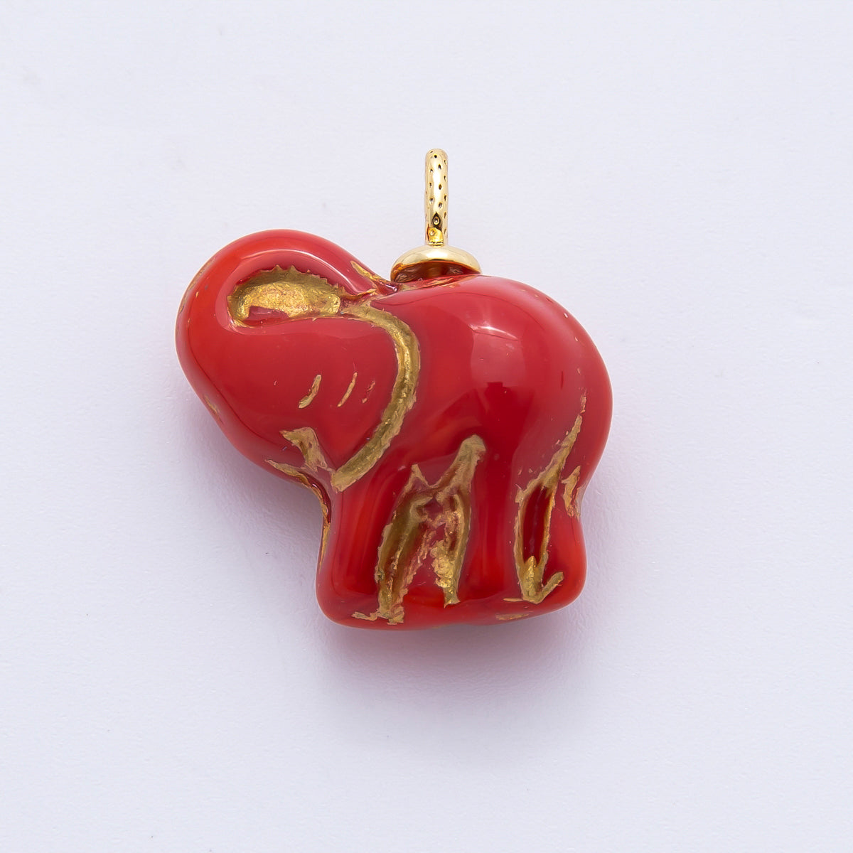 18K Gold Filled Light Green, White, Blue, Red, Dark Green, Orange Elephant Animal Ceramic Charm Pendant | E777 - E849