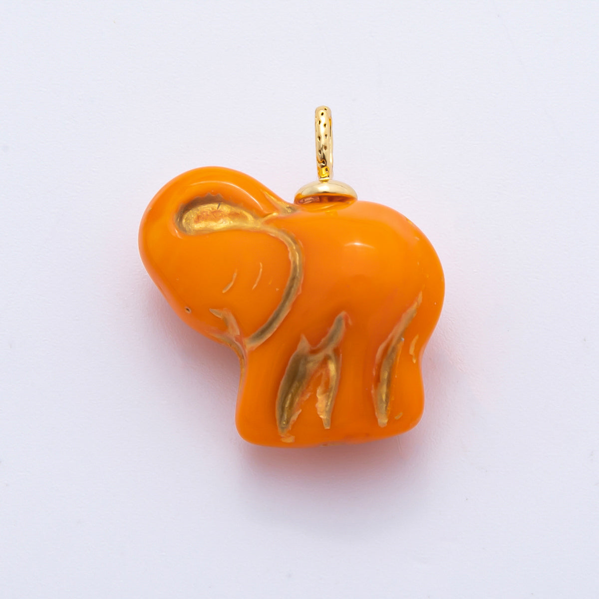 18K Gold Filled Light Green, White, Blue, Red, Dark Green, Orange Elephant Animal Ceramic Charm Pendant | E777 - E849