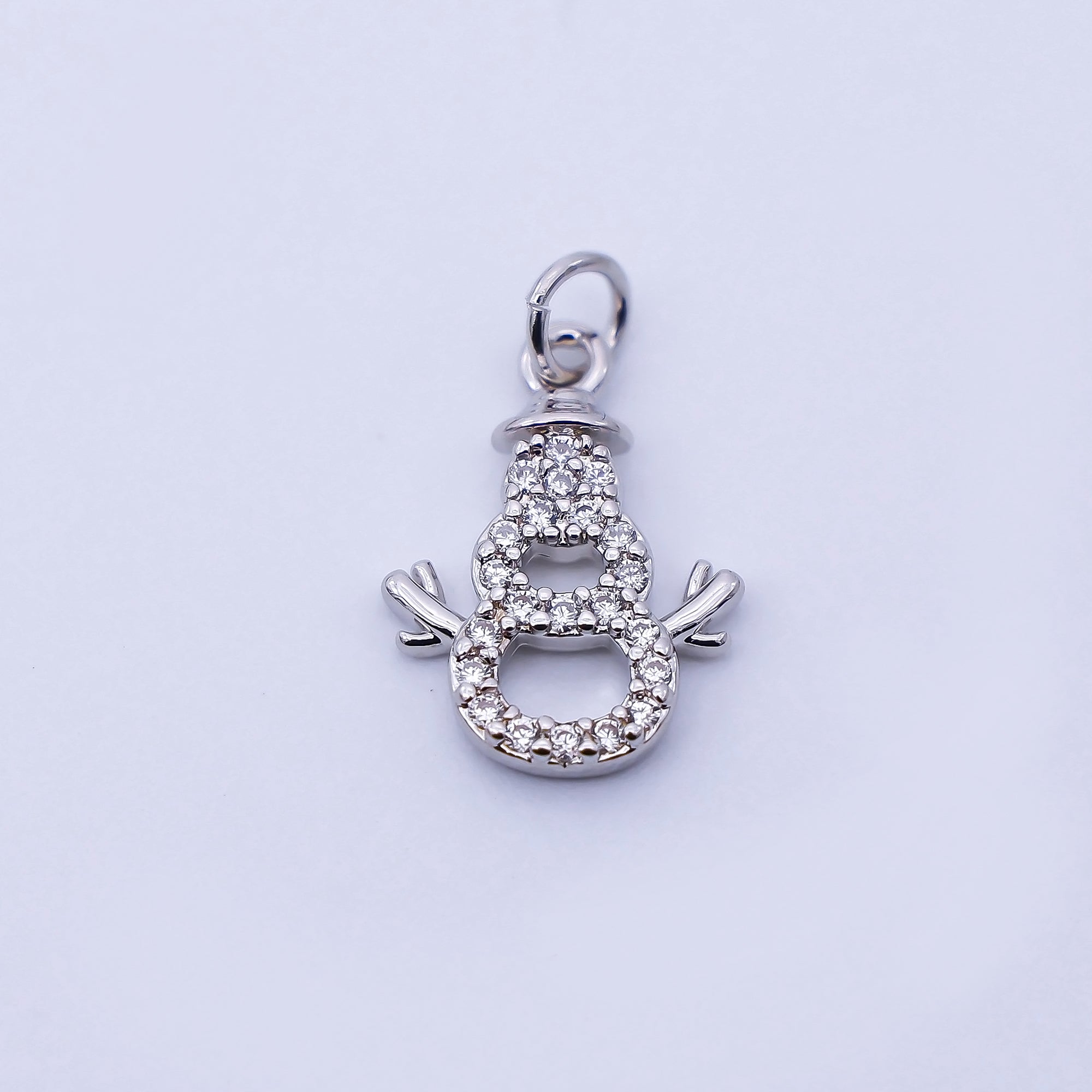 24K Gold Filled 14mm Open Micro Paved CZ Snowman Charm in Gold & Silver | E027