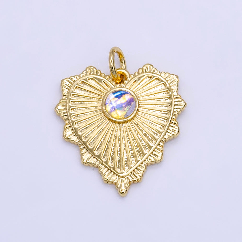 Dainty Radiant Heart with Opal Stone for Minimalist Jewelry E-773