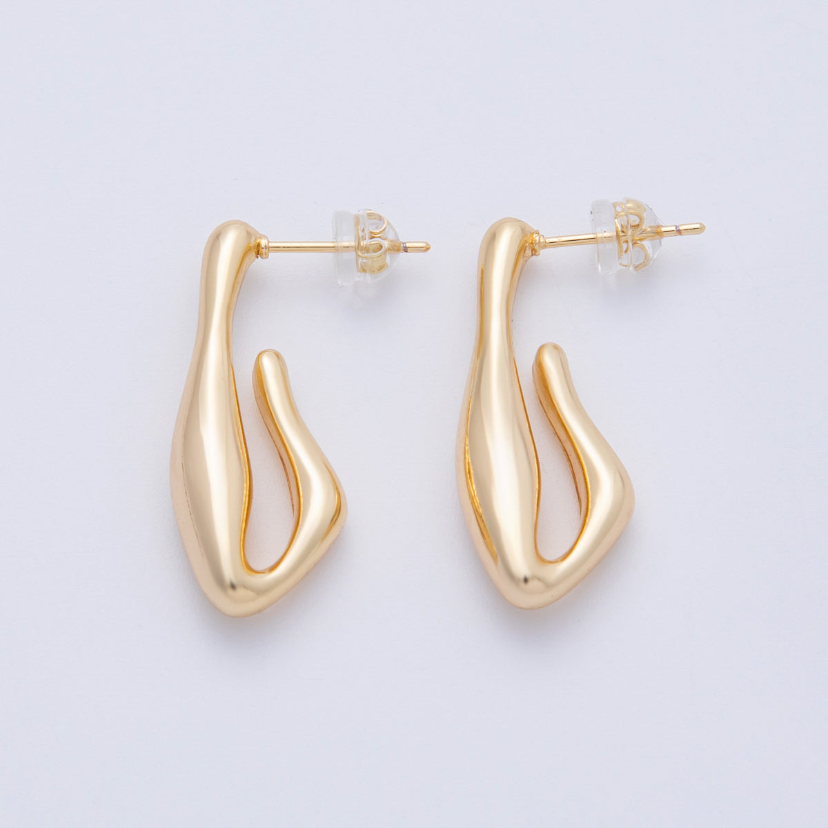 14K Gold Filled 30mm Molten J-Shaped Hoop Earrings | Earrings-00060