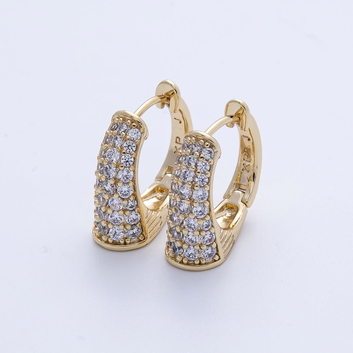 14K Gold Filled 17mm Micro Paved CZ Tube Huggie Earrings | Earrings-00071