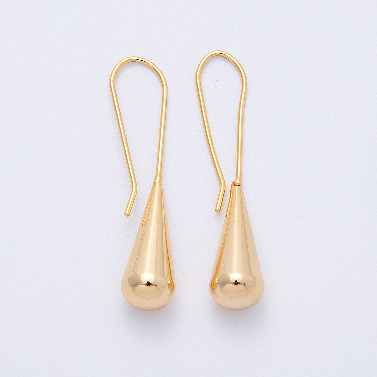 18K Gold Filled 40mm Minimalist Teardrop Fish Hook Drop Earrings | Earrings-00164