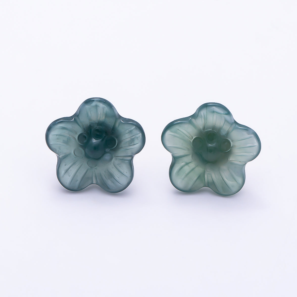 18K Gold Filled 14mm Green Aventurine Flower Stud Earrings | Earrings-00704