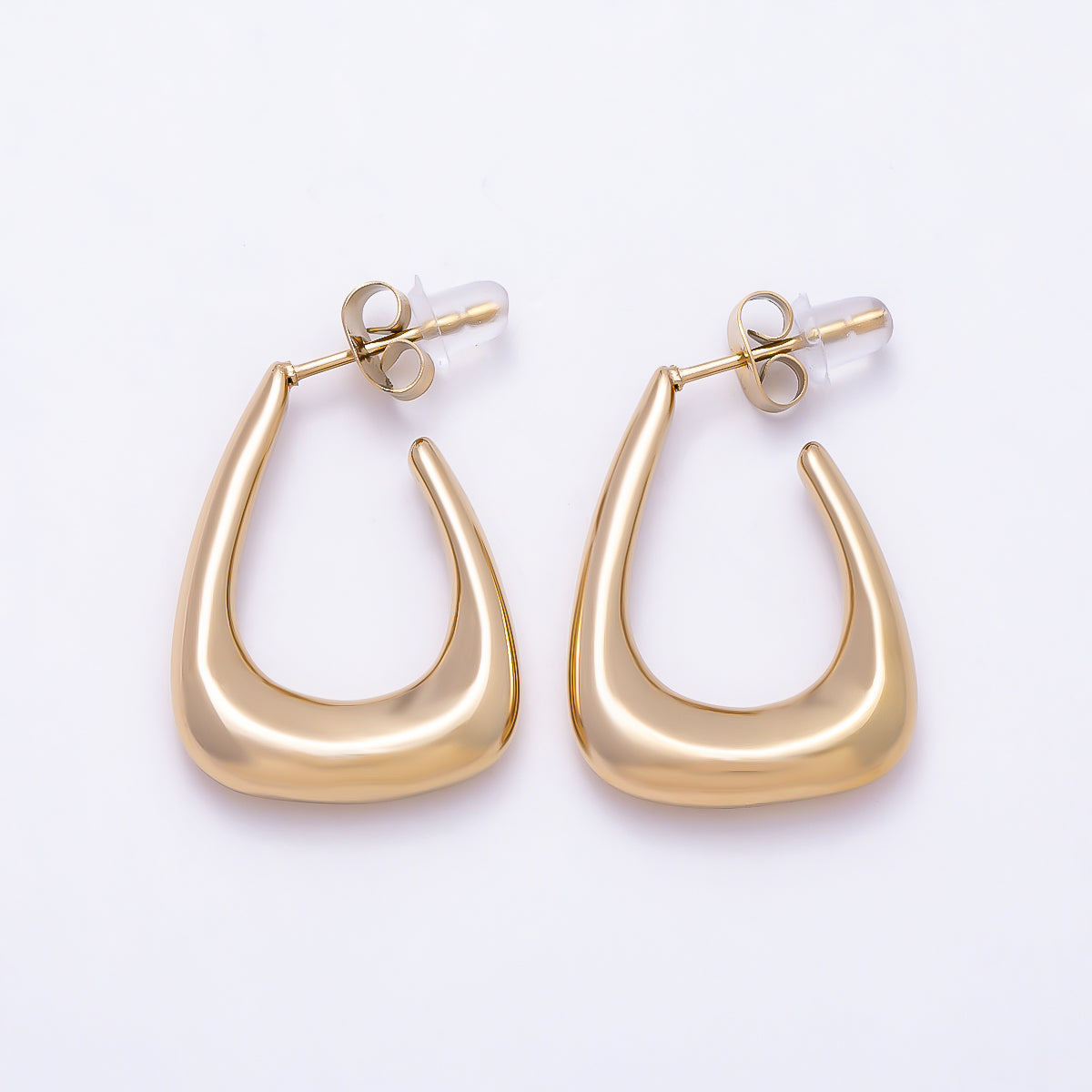 Stainless Steel 25mm Minimalist Triangle J-Shaped Hoop | Earrings-00731