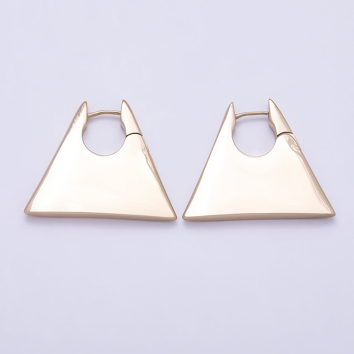 Stainless Steel 30mm Thin Minimalist Geometric Triangle Hoop | Earrings-00742