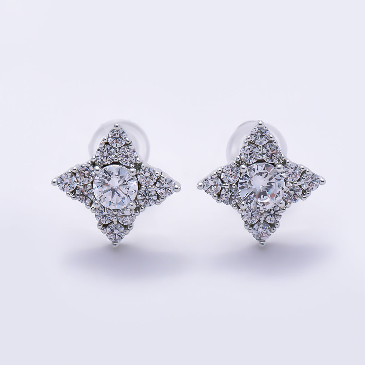 16K Gold Filled 11.5mm Clear Micro Paved CZ Celestial Star Stud in Gold & Silver | Earrings-00775 Earrings-00776