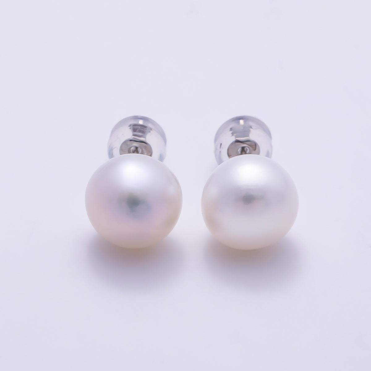 Silver 9mm White, Purple Freshwater Pearl Button Stud Earrings | Earrings-00788 Earrings-00789