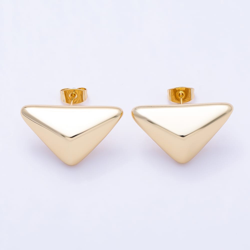16K Gold Filled 25mm Puffy Inverted Triangular Geometric Statement Stud Earrings| Earrings-00820