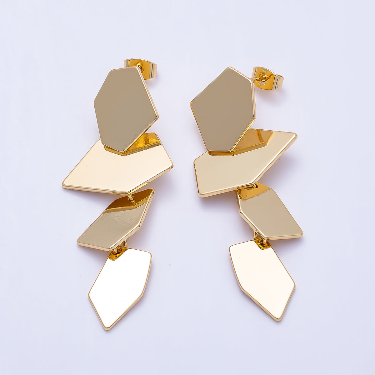 16K Gold Filled 54mm Asymmetric Polygon Statement Drop Earrings | Earrings-00824