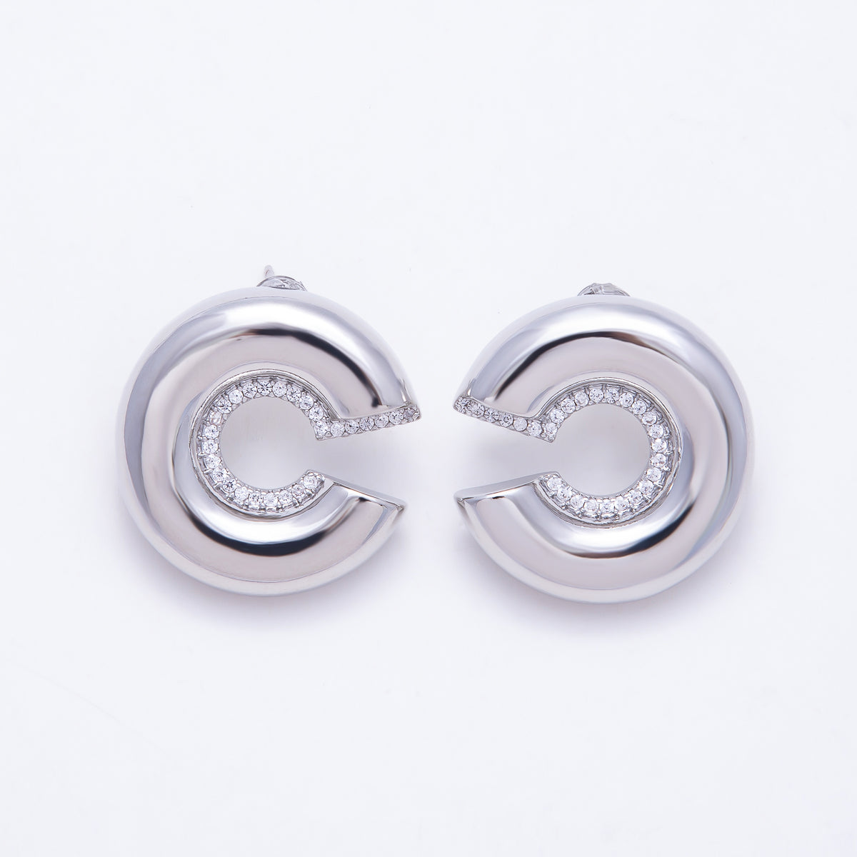 16K Gold Filled 26mm Simple Plain Chunky C-Hoop Earrings | Earrings-00827 - Earrings-00828