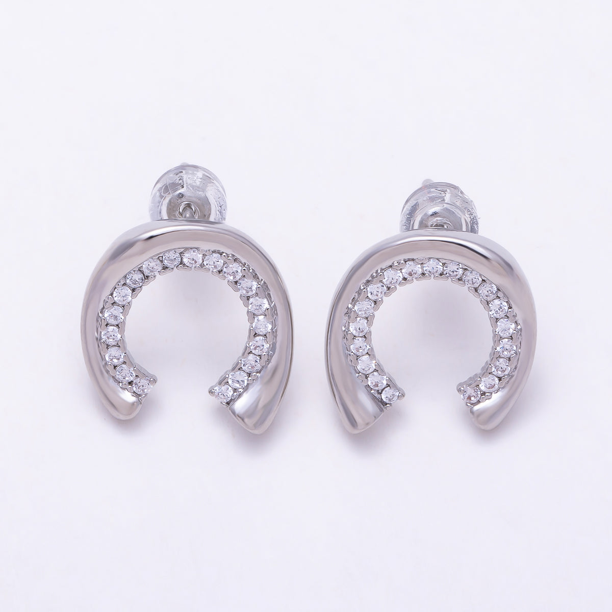 16K Gold Filled 14mm Horseshoe Curved Open U Shaped Hoop Earrings | Earrings-00829 - Earrings-00830